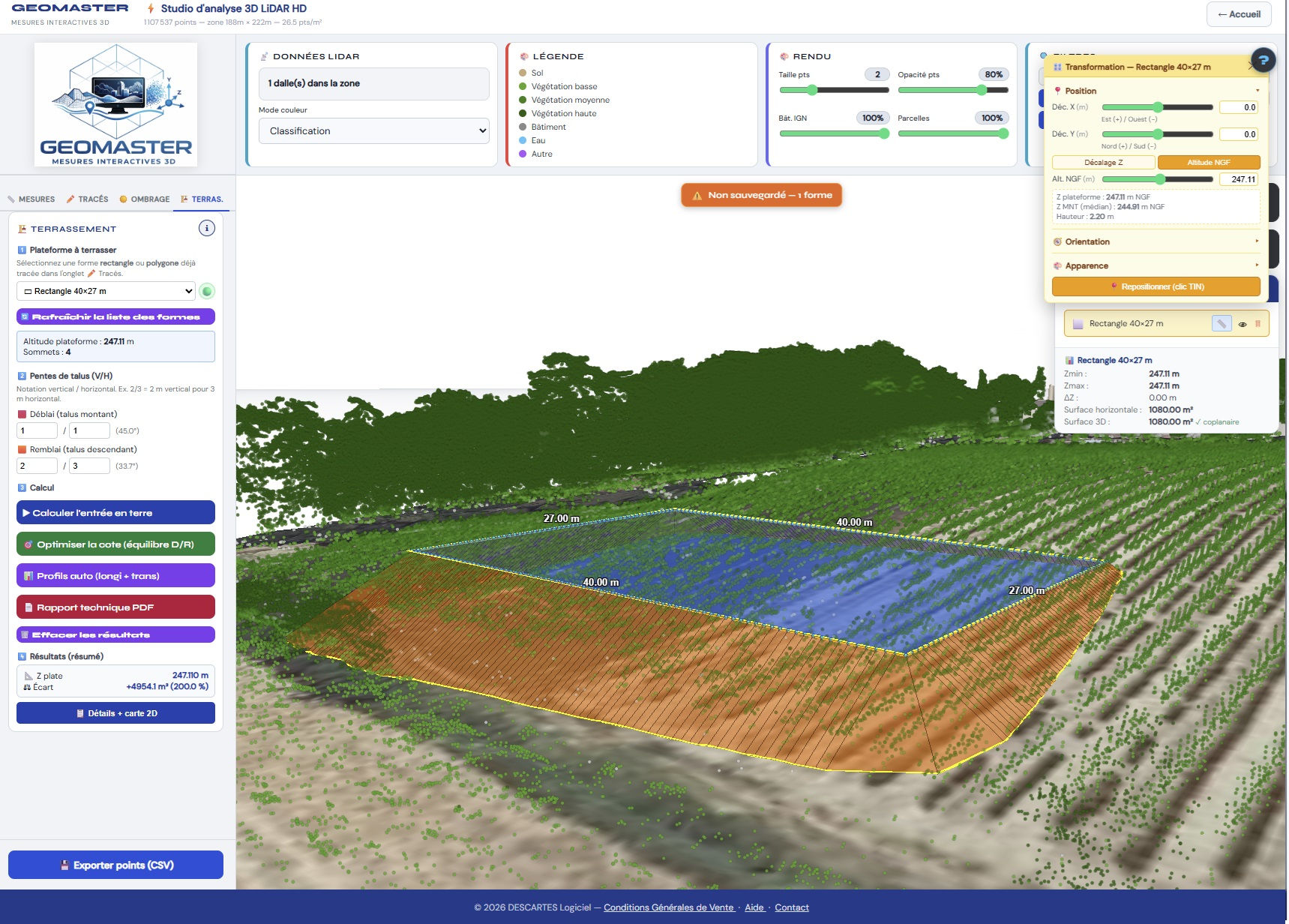 GEOMASTER — Module cubatures — vue 2