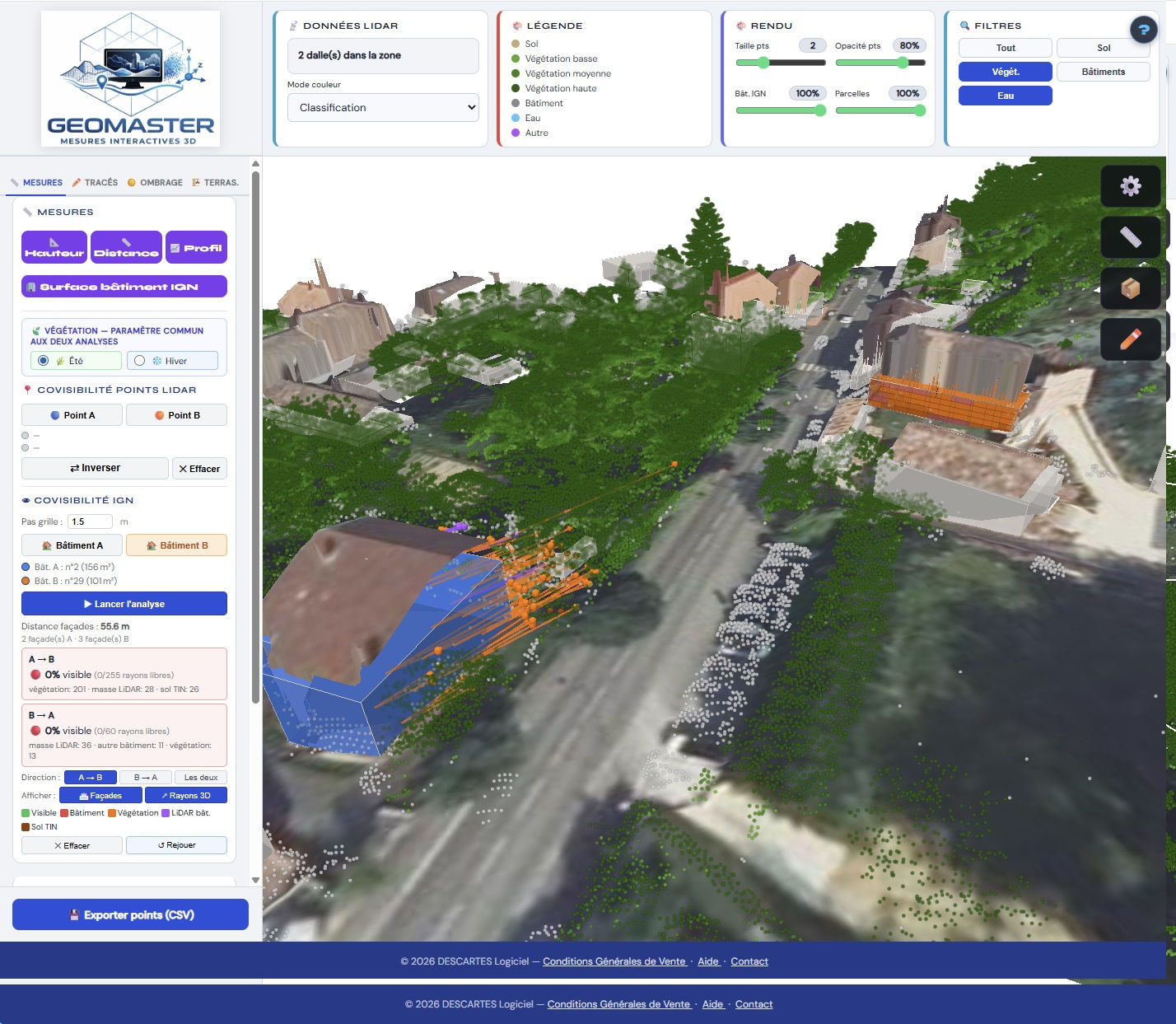 GEOMASTER — Analyse de co-visibilité LiDAR
